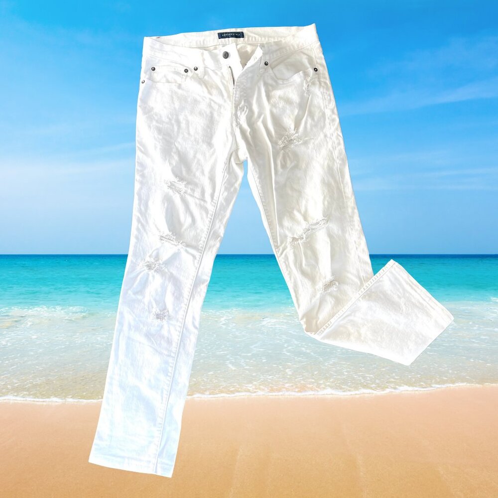 AEROPOSTALE Jeans, Men L (32/32). white Vintage skinny Jeans, cotton denim